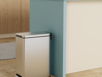 Home Zone Living 4.4 Gallon Slim Stainless Steel Trash Can 4 small dents pictured