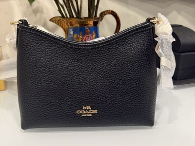 Coach Black Pebbled Leather Crossbody with Gold Hardware