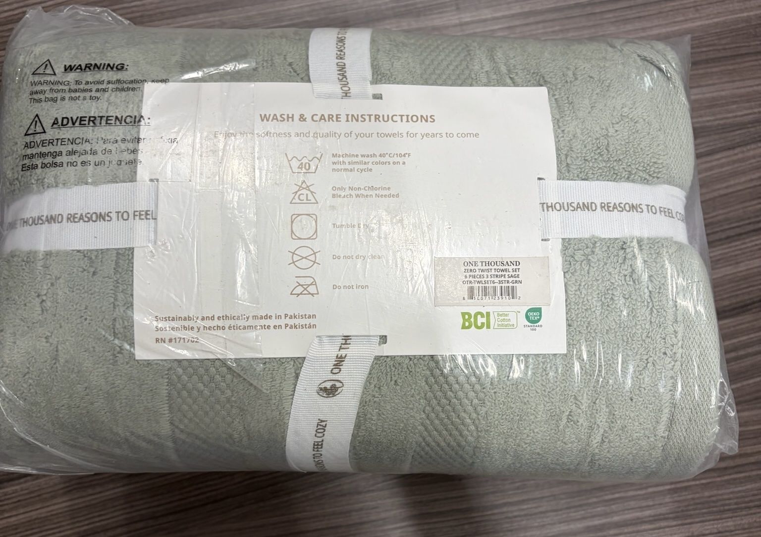 6 Piece Sage Towel Set