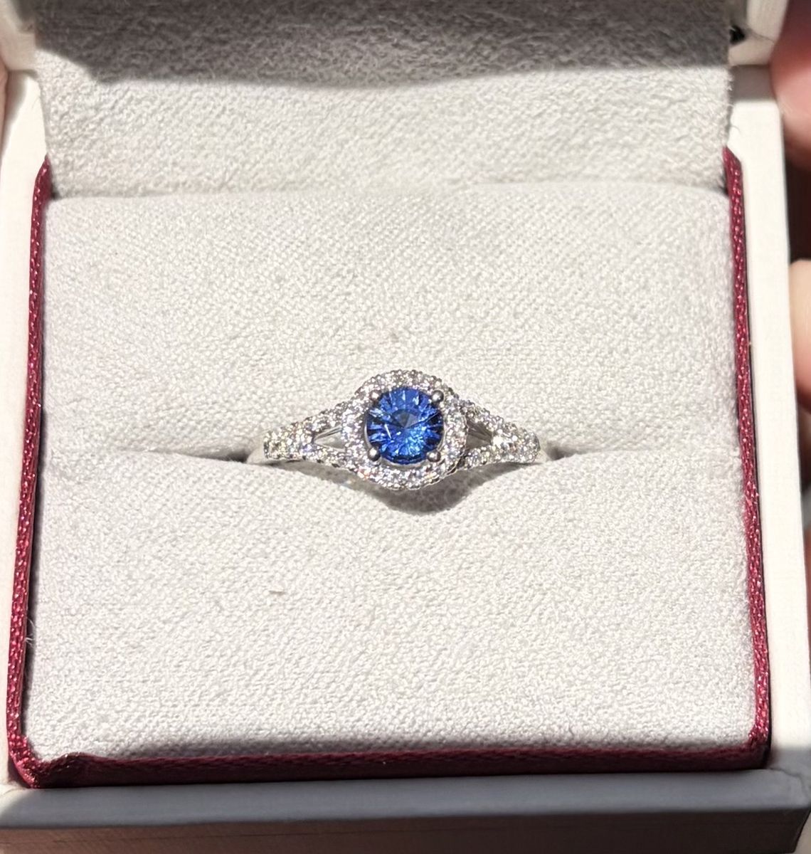 Shane Co. Natural Sapphire & Diamond Ring 14K White Gold