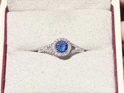 Shane Co. Natural Sapphire & Diamond Ring 14K White Gold