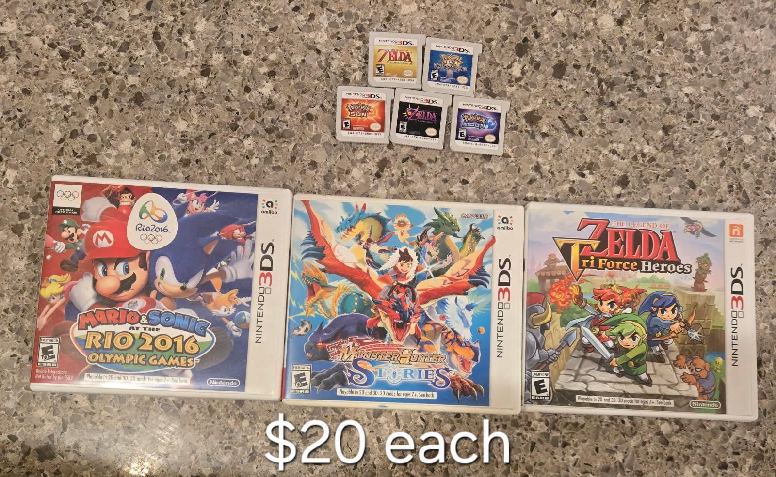 Nintendo 3ds games $20 each including PokeMon Moon! trades considered!