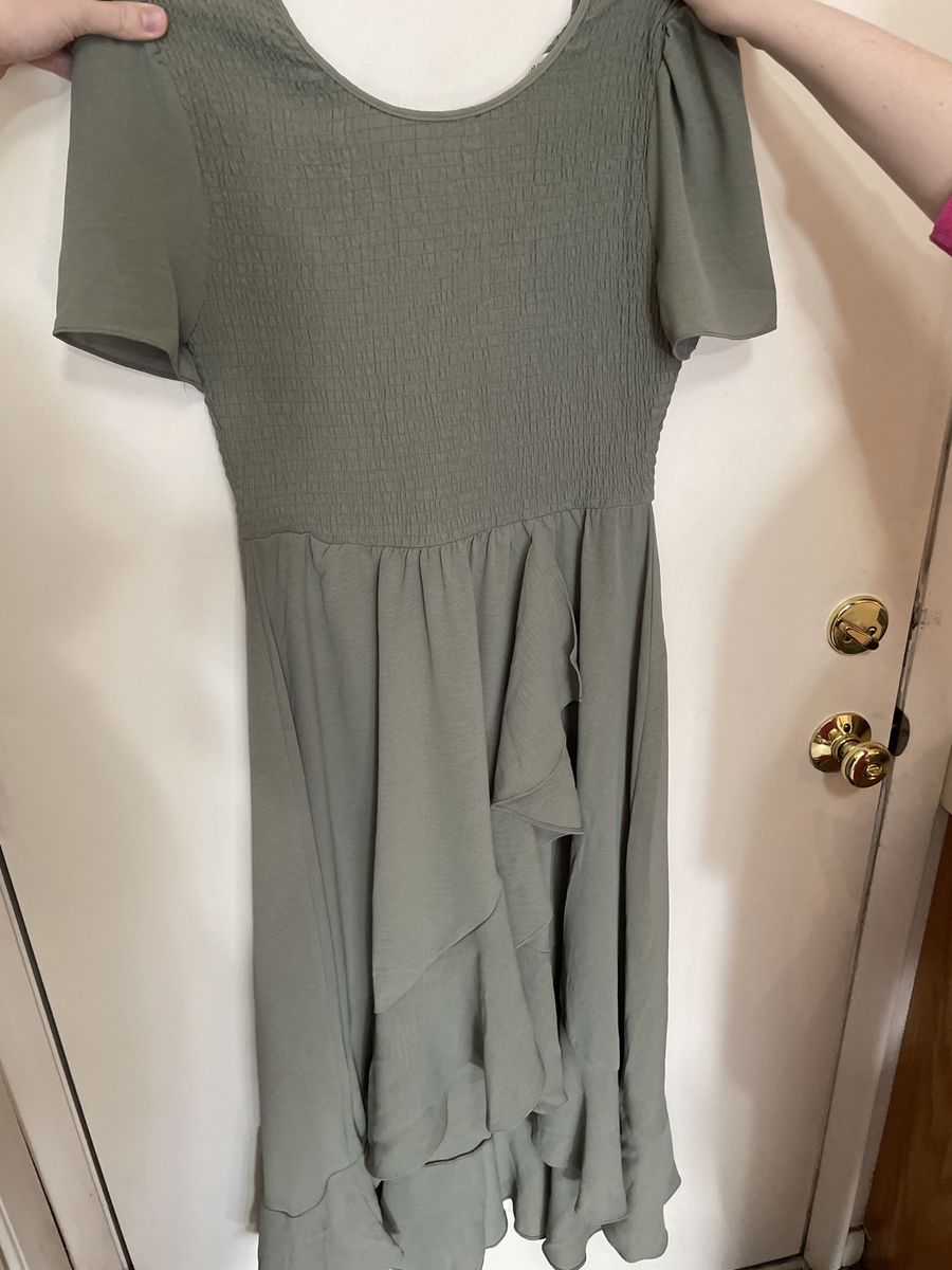 Light Green Bridesmaid Dress with Asymmetrical Skirt