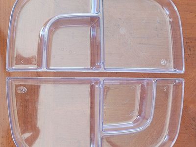 2 Pampered Chef Replacement Trays for Large Square Cool and Serve, 3 Welled Sections each tray