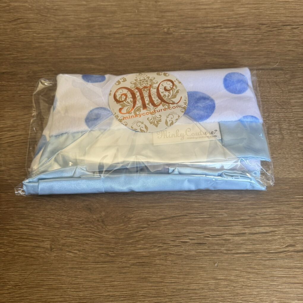 Minky Couture New Blue Polka Dot Security Blanket