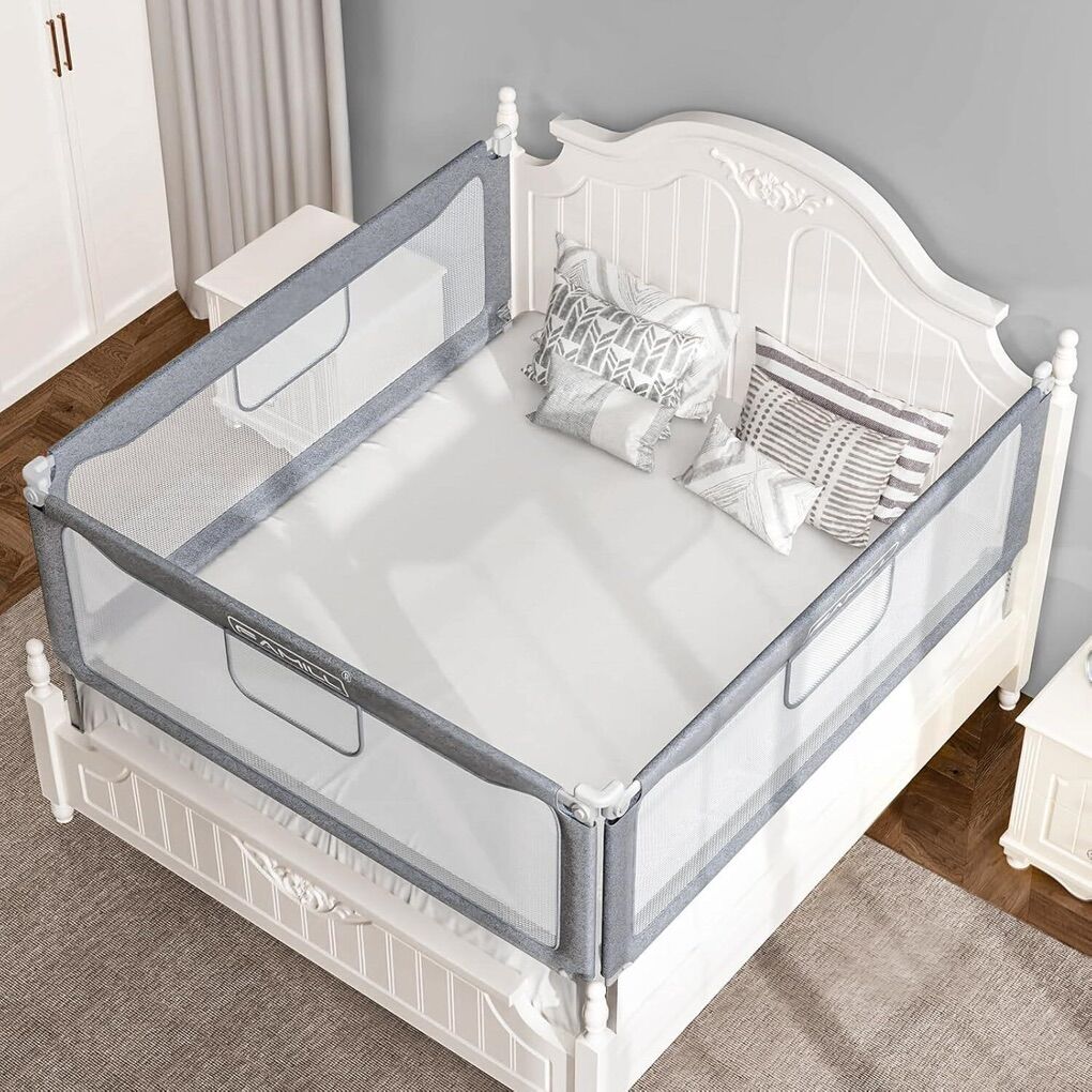 FAMILL Foldable Toddler Bed Rail - 74.8in Grey