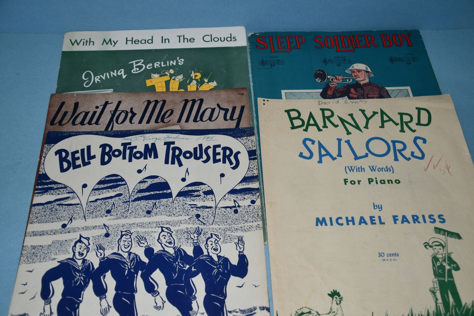 5 VINTAGE SHEET MUSIC ~ MILITARY ~ ARMY, NAVY, WAIT FOR ME MARY, SLEEP SOLDIER BOY