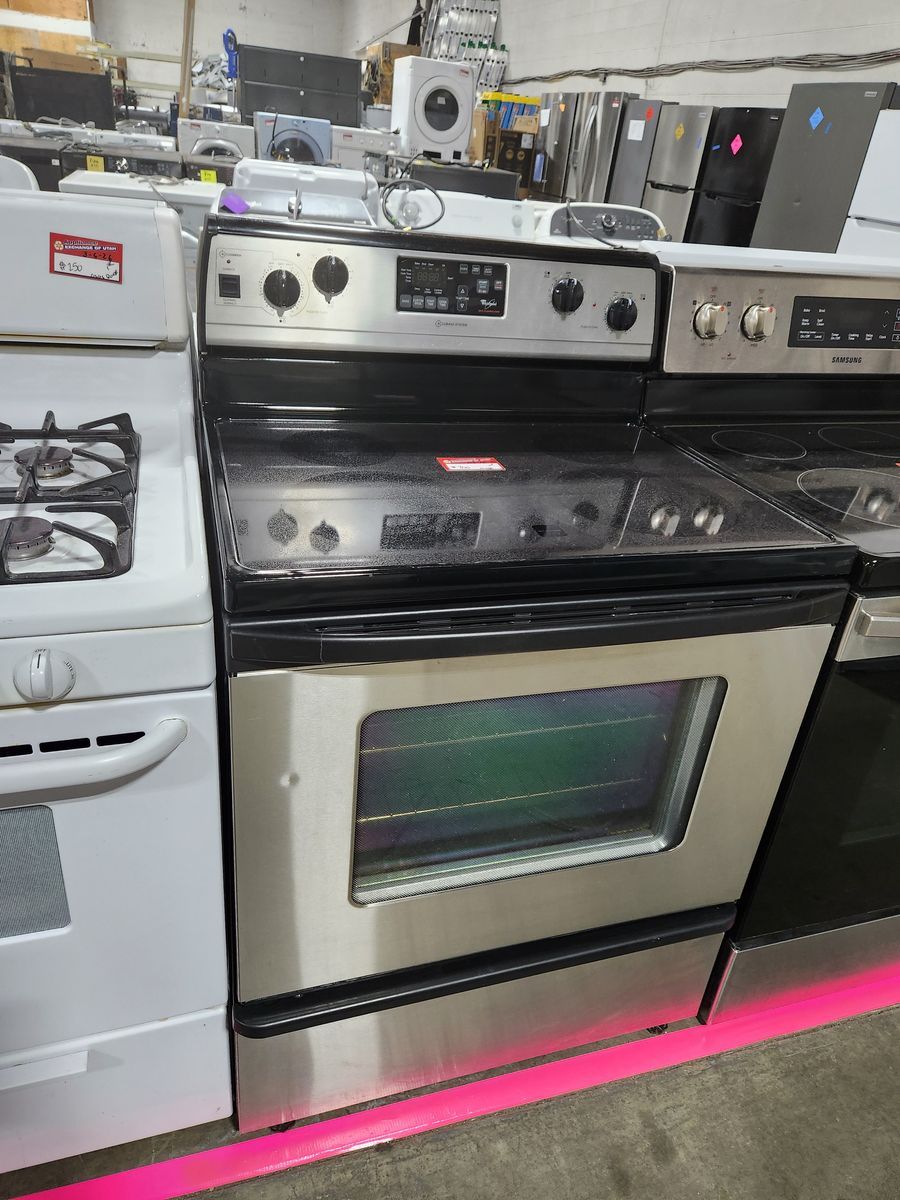 GREAT WHIRLPOOL STAINLESS STEEL GLASS TOP RANGE! W-WARRANTY