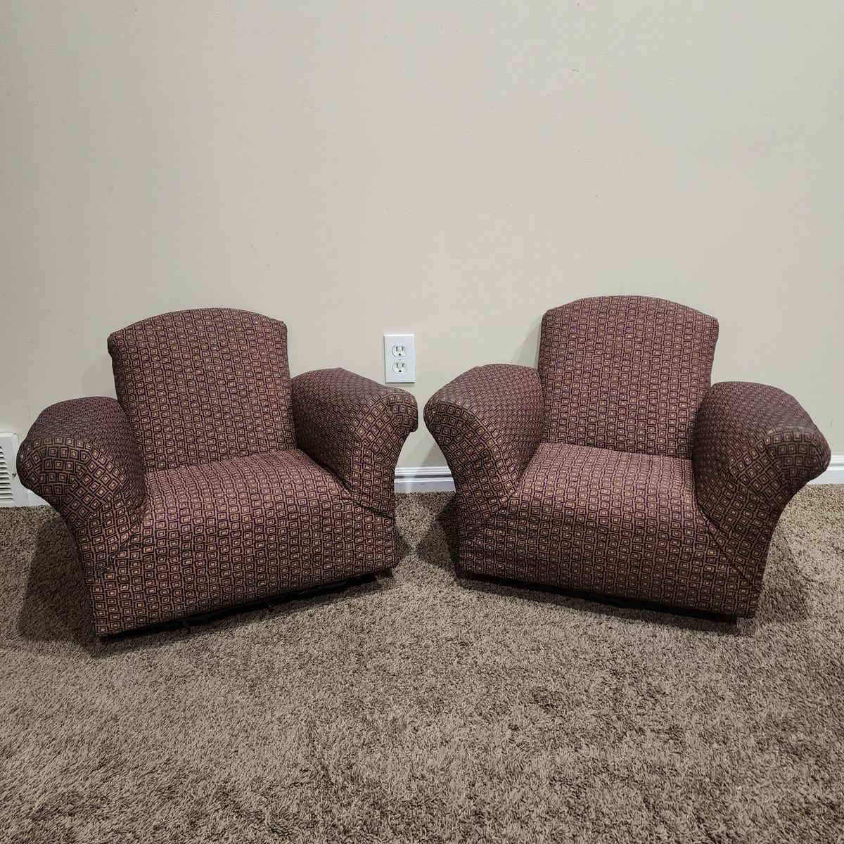 VINTAGE MID CENTURY MODERN CHILDREN'S MATCHING PAIR OF ROCKING CHAIRS WOODEN BASE SOLID & STURDY