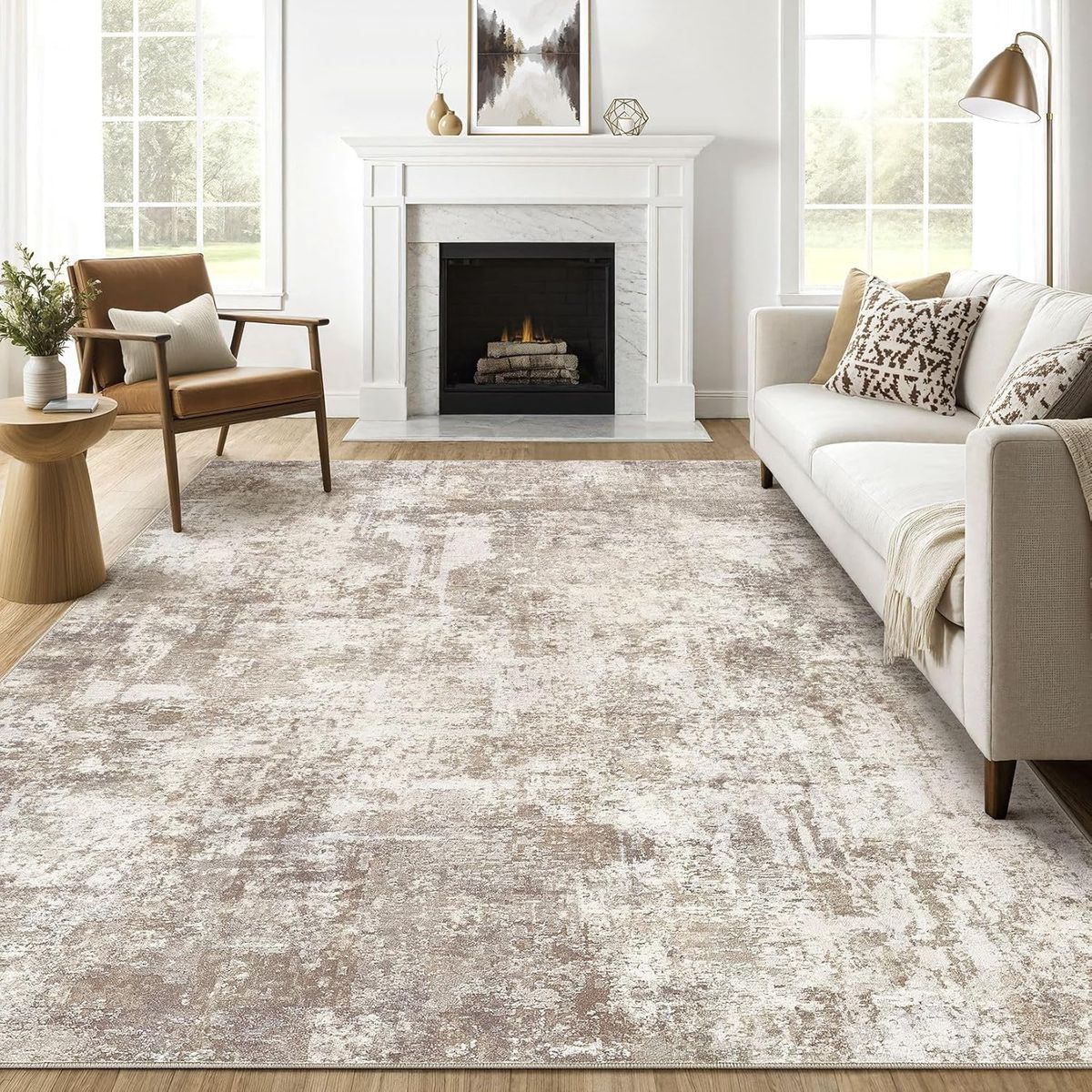 NEW 8x10 Modern Abstract Contemporary Home Enthusiasts Aged- - Beige Brown