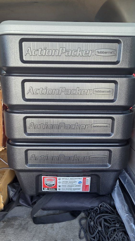 Rubbermaid ActionPacker 8 Gal Lockable Storage Box Pack of 4
