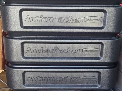 Rubbermaid ActionPacker 8 Gal Lockable Storage Box Pack of 4