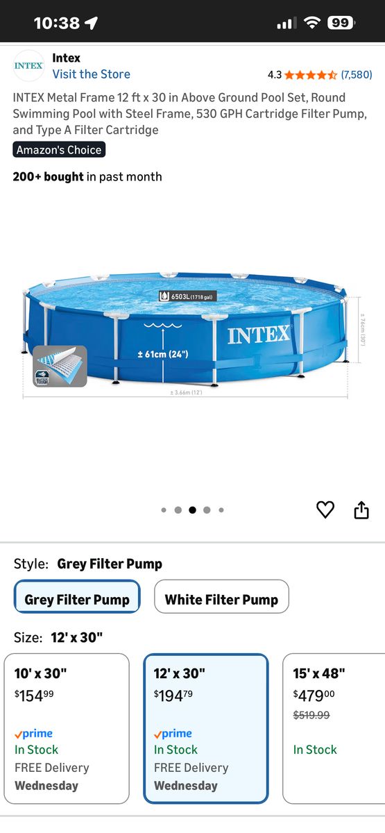 12x12x30 INTEX SWIMMING Pool