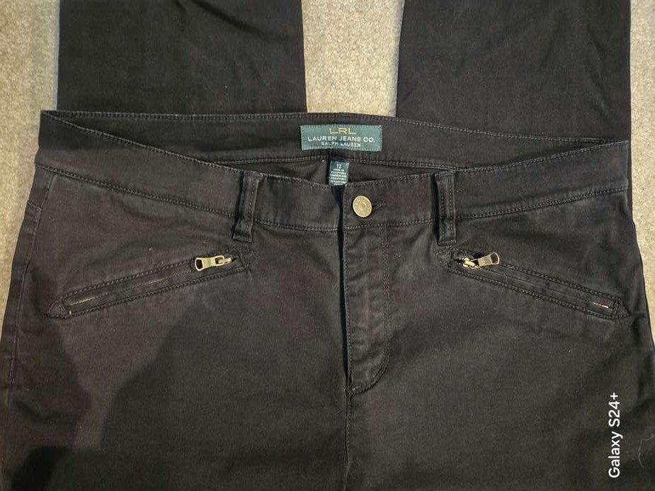Ralph Lauren Jeans Women's Size 12 Black Skinny Straight Leg Zip Front Pockets