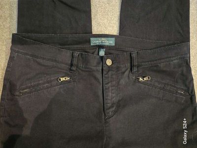 Ralph Lauren Jeans Women's Size 12 Black Skinny Straight Leg Zip Front Pockets