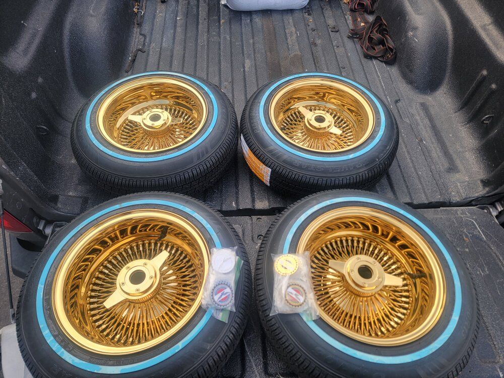 13 inch all gold spokes with new tires