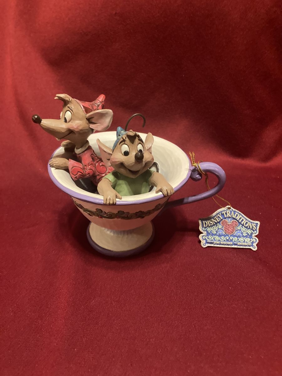 Disney Showcase Collection Tea for Two Jaq & Gus In Teacup Like New With Box By Jim Shore Cinderella