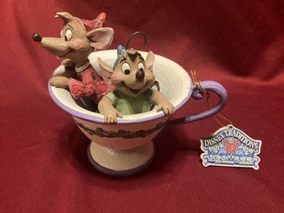 Disney Showcase Collection Tea for Two Jaq & Gus In Teacup Like New With Box By Jim Shore Cinderella