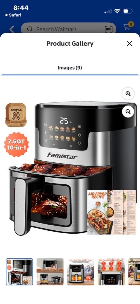 NEW Famistar 7.5QT 10-in-1 Air Fryer + Liners