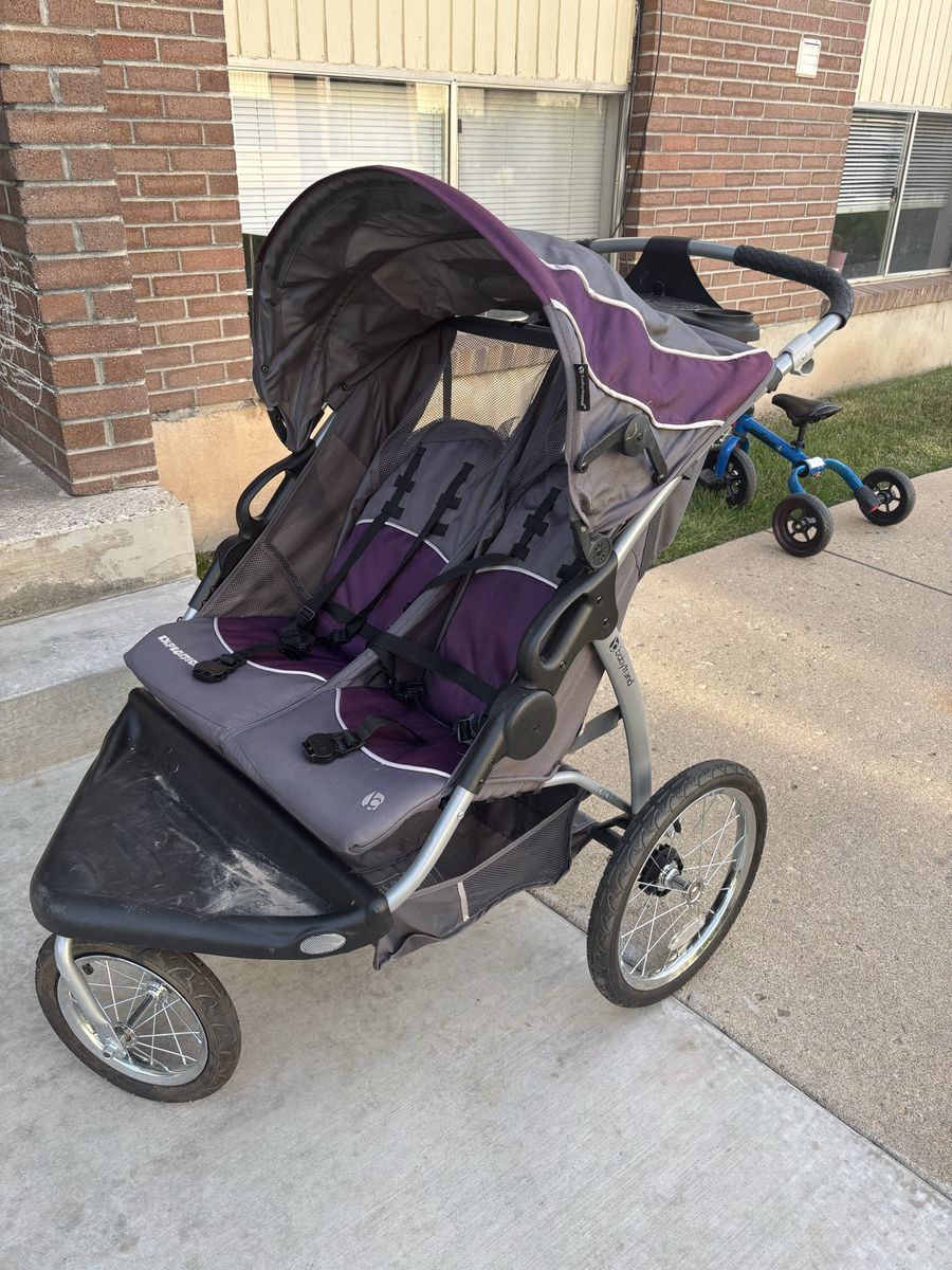 Baby Trend Expedition Double Jogger Stroller - Gray/Purple - Tandem Twin Stroller