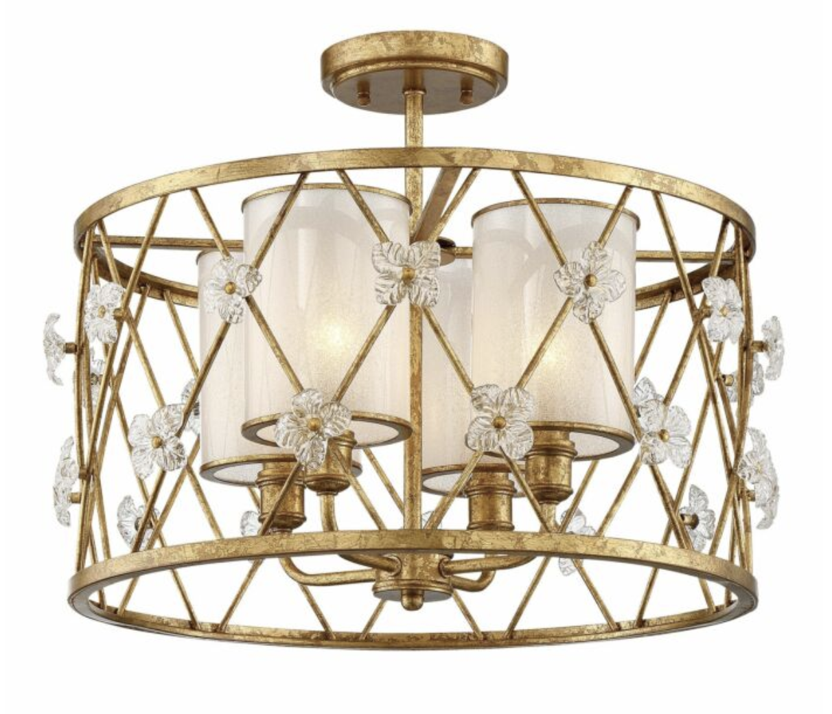 Metropolitan Victoria Park Four Light Semi Flush Mount in Elara Gold