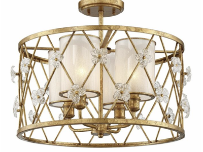 Metropolitan Victoria Park Four Light Semi Flush Mount in Elara Gold