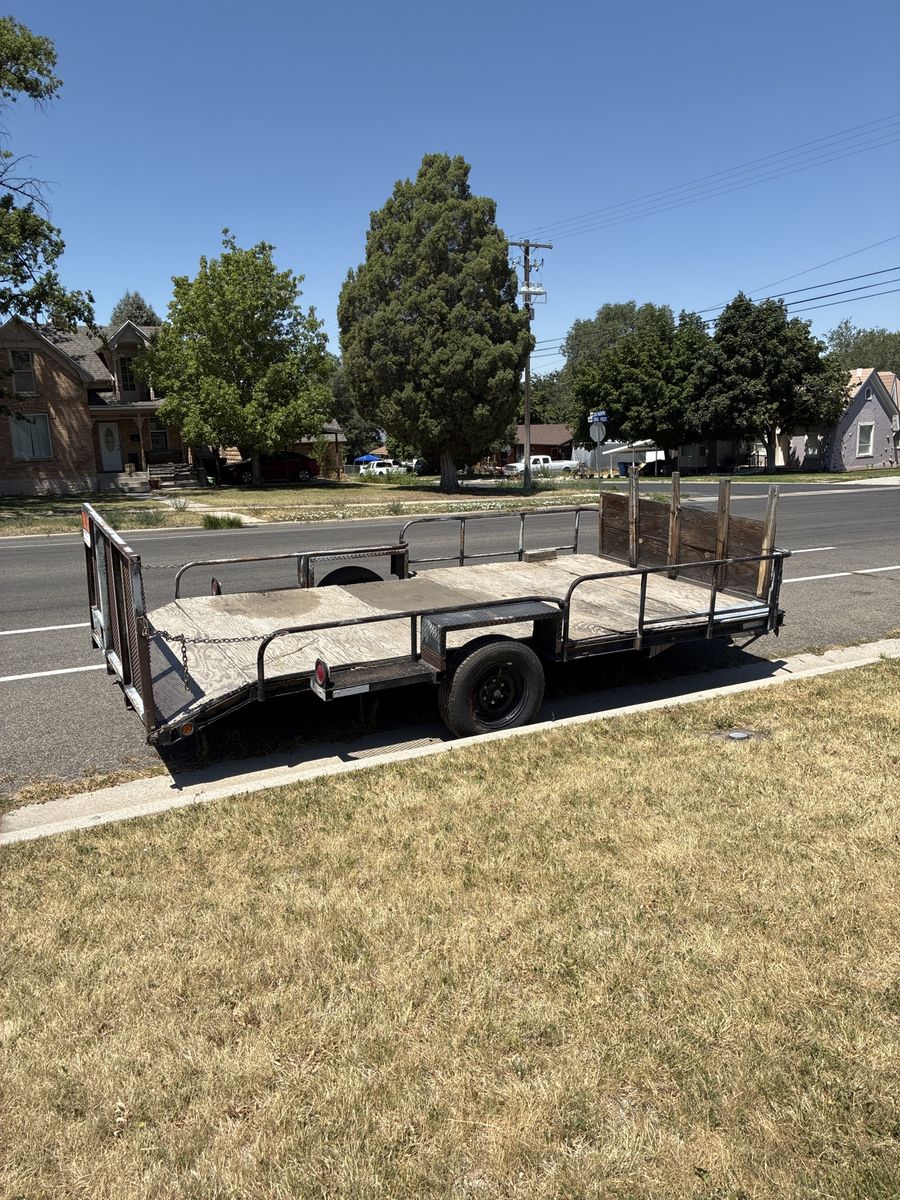 Utility Trailer - Flatbed, Single Axle with Wood Sides and Rear Ramp
