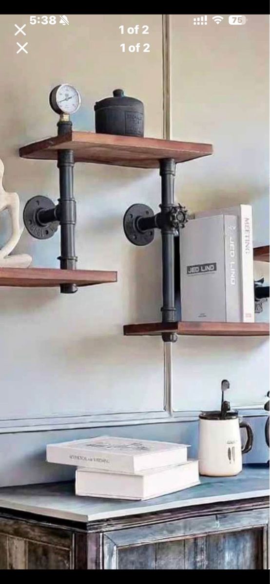 Industrial pipe shelf wine rack