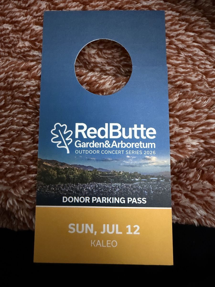 Red Butte Garden & Arboretum 2026 VIP Donor Parking Pass - Kaleo Concert, Sun, Jul 12