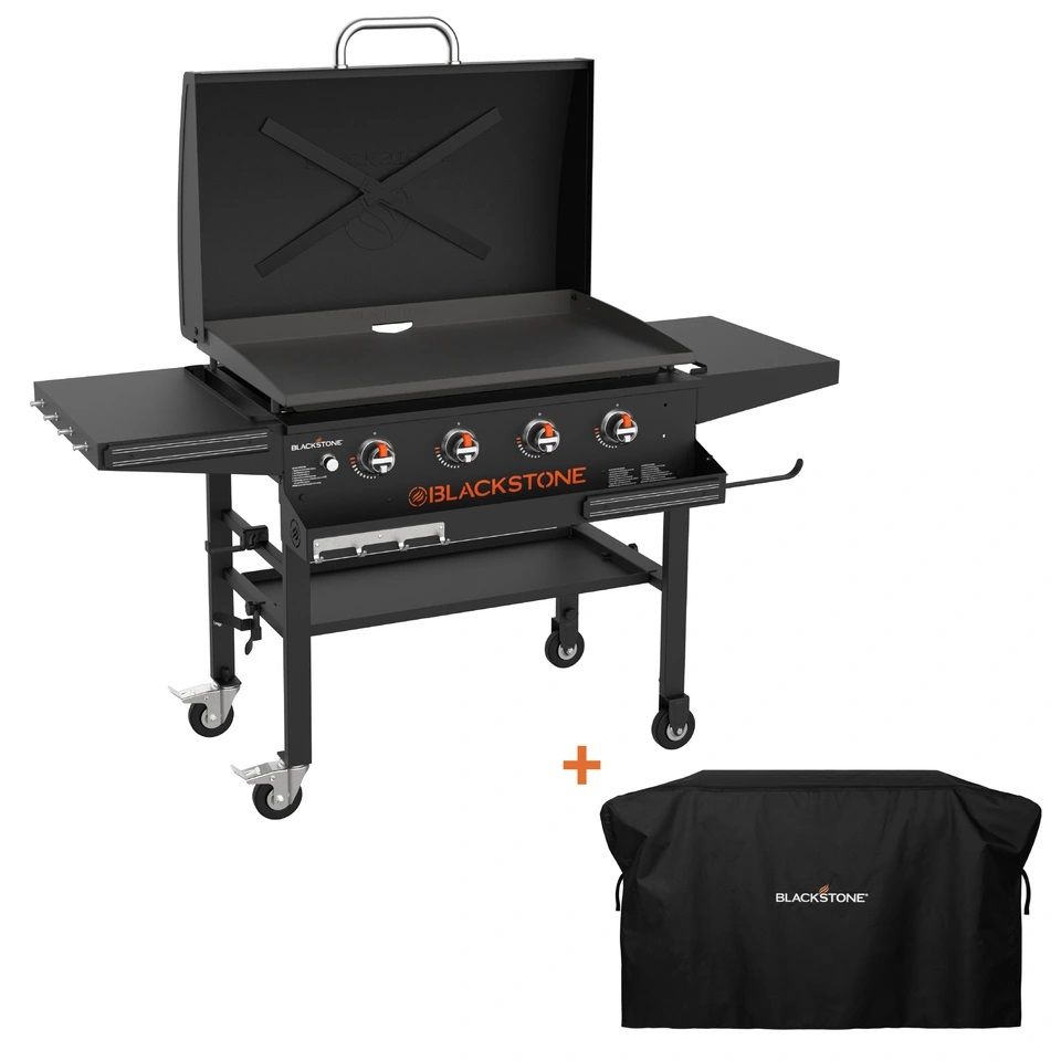 Blackstone 36in. Griddle with Hinged Hood, Front Shelf and Soft Cover 1713585 #91857