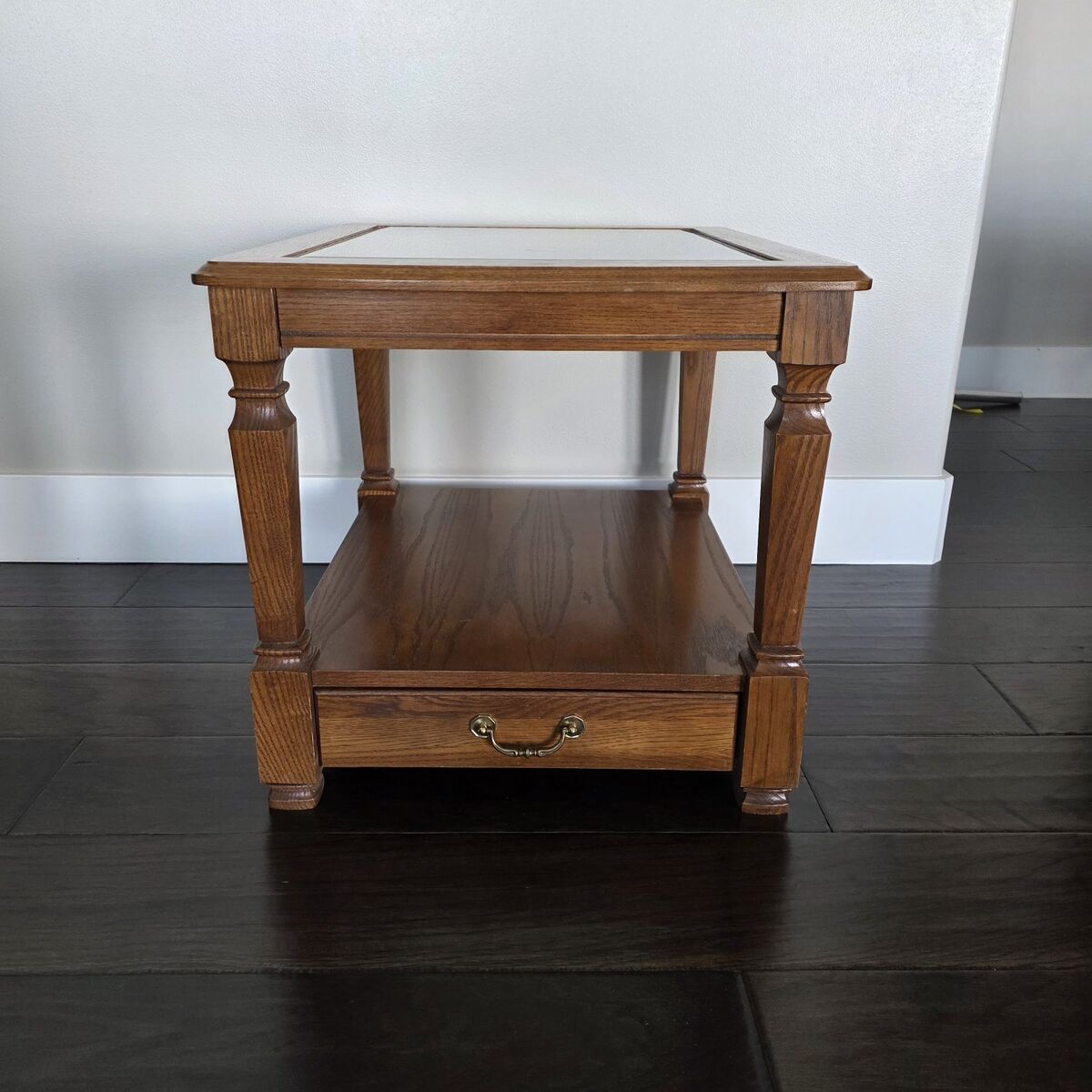 End table with glass top