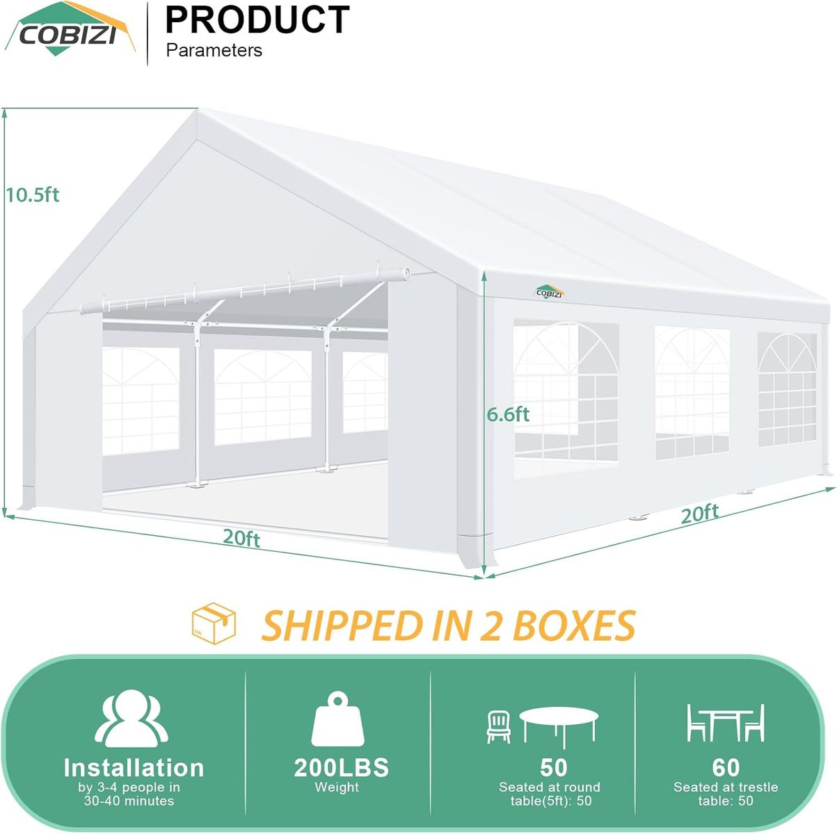 20x20 Heavy Duty Party Tent (Brand New, Unopened) – Seats ~60 | Wedding/Event Ready