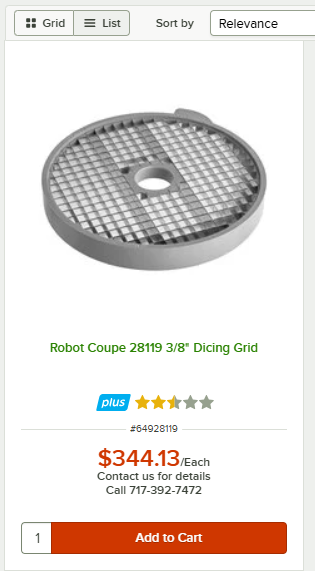 Robo Coupe Replacement Commercial Dicing Grid (10 mm x 10 mm) Part #28119