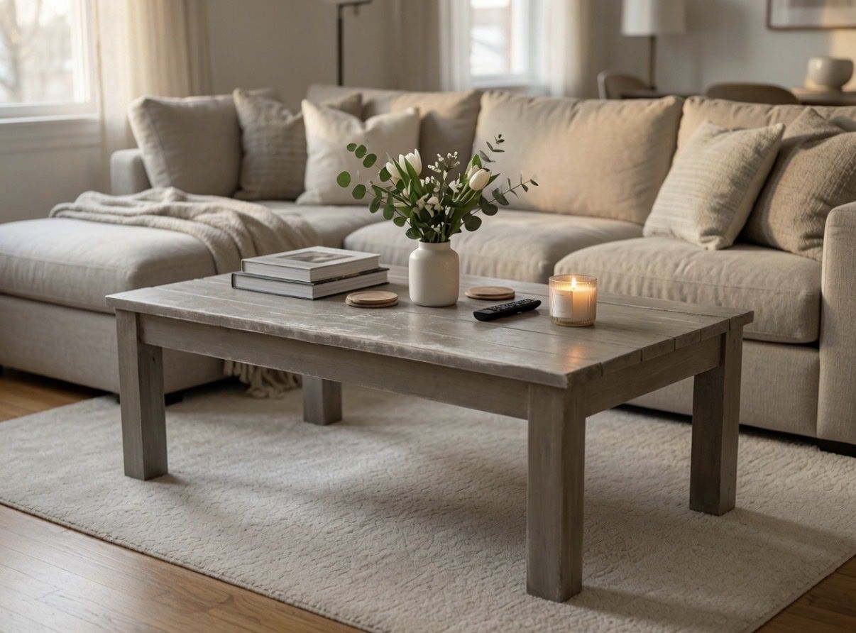 Rustic Green/Grey Slatted Wood Coffee Table - 54"W x 30"L x 19"H