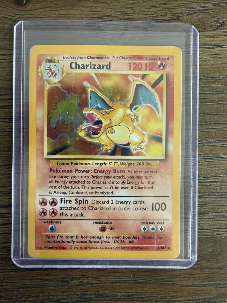 Vintage Holo Charizard 4/102 Pokemon Card