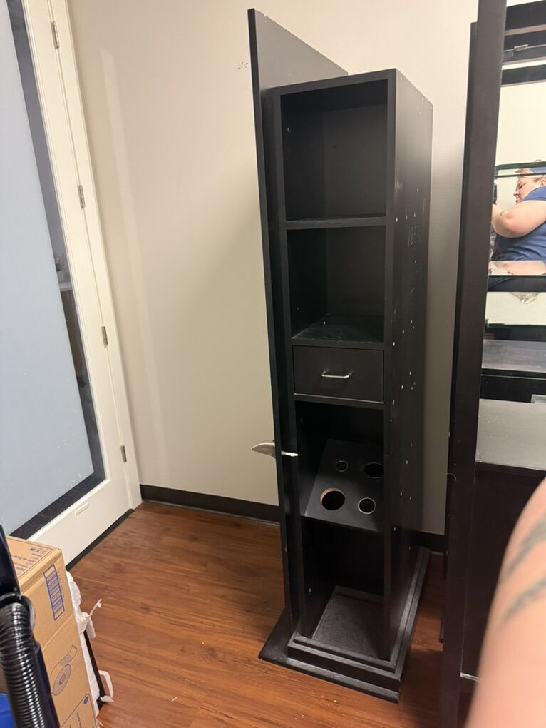 Tall Black Salon Storage Shelf / Styling Station