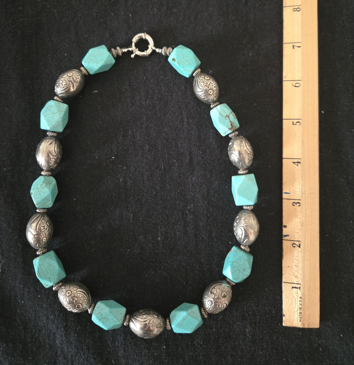 Vintage Faux Turquoise and Silvertone Necklace