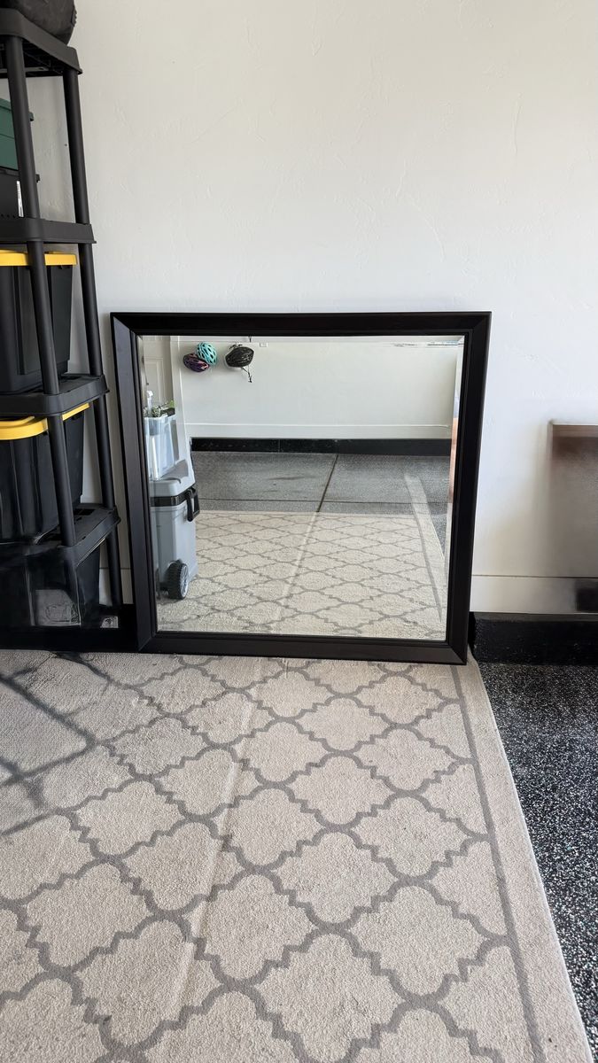 Black Framed Wall Mirror 46x46 Inches