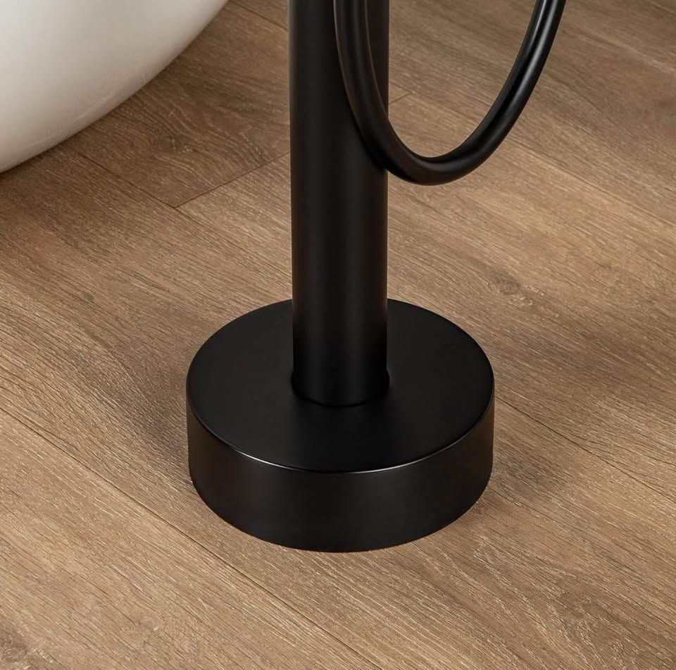 Woodbridge Matte Black Floor Mount Tub Faucet with Hand Shower