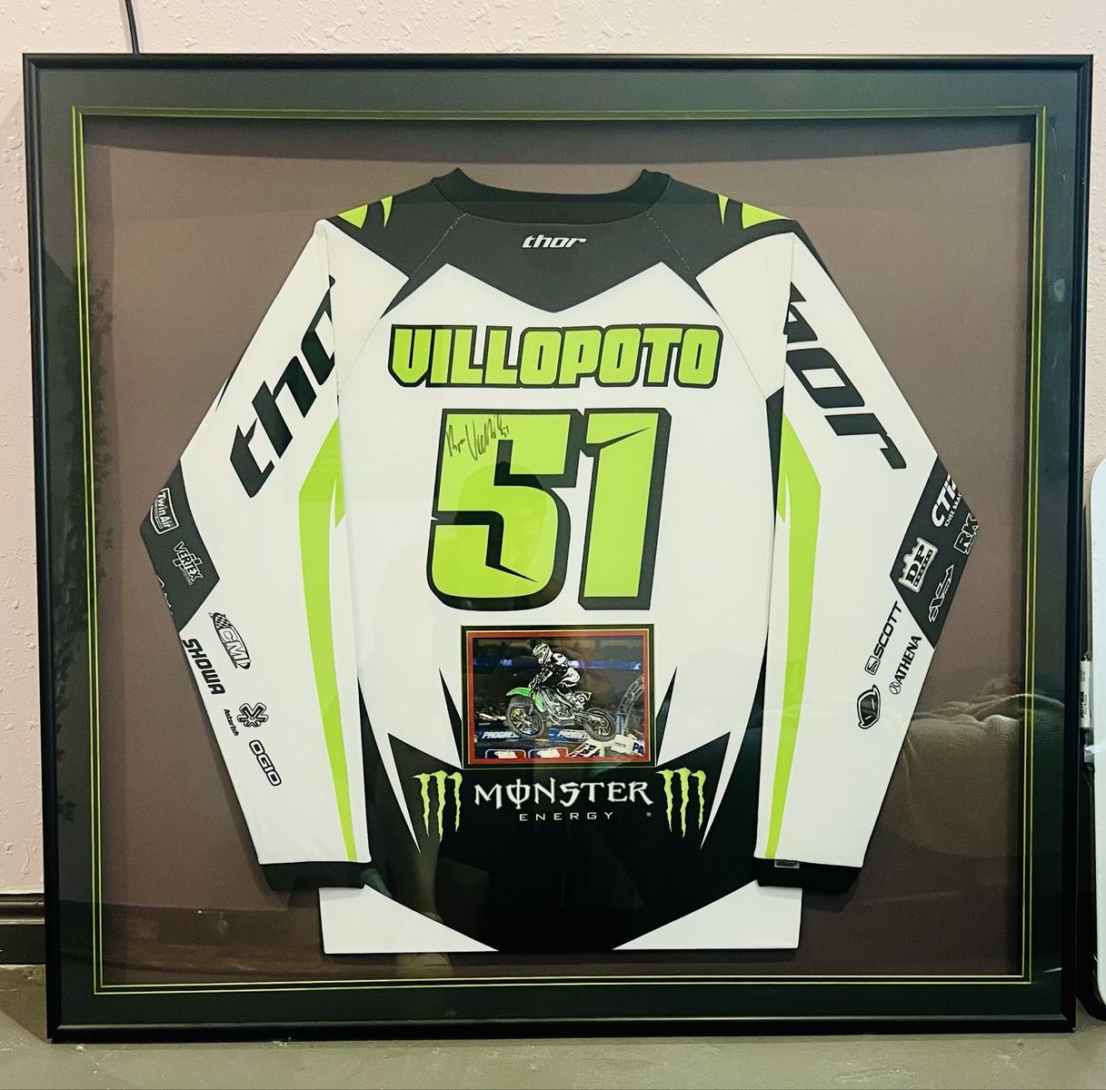 Framed Autographed Ryan Villopoto #51 Thor Monster Energy Motocross Jersey