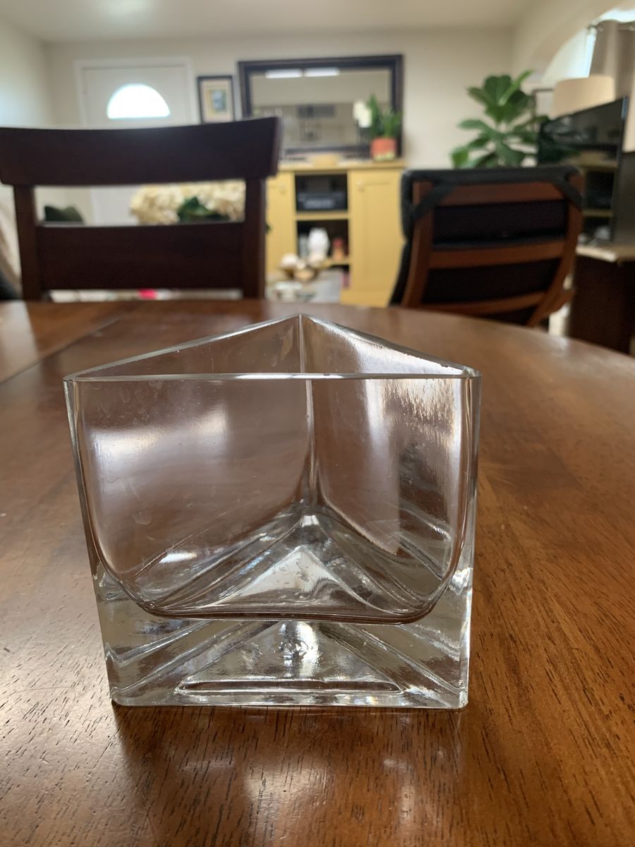 4” Glass Encased Triangle Candleholder/Vase