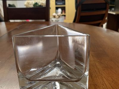 4” Glass Encased Triangle Candleholder/Vase