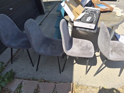 Set of 4 dark Grey bucket chairs