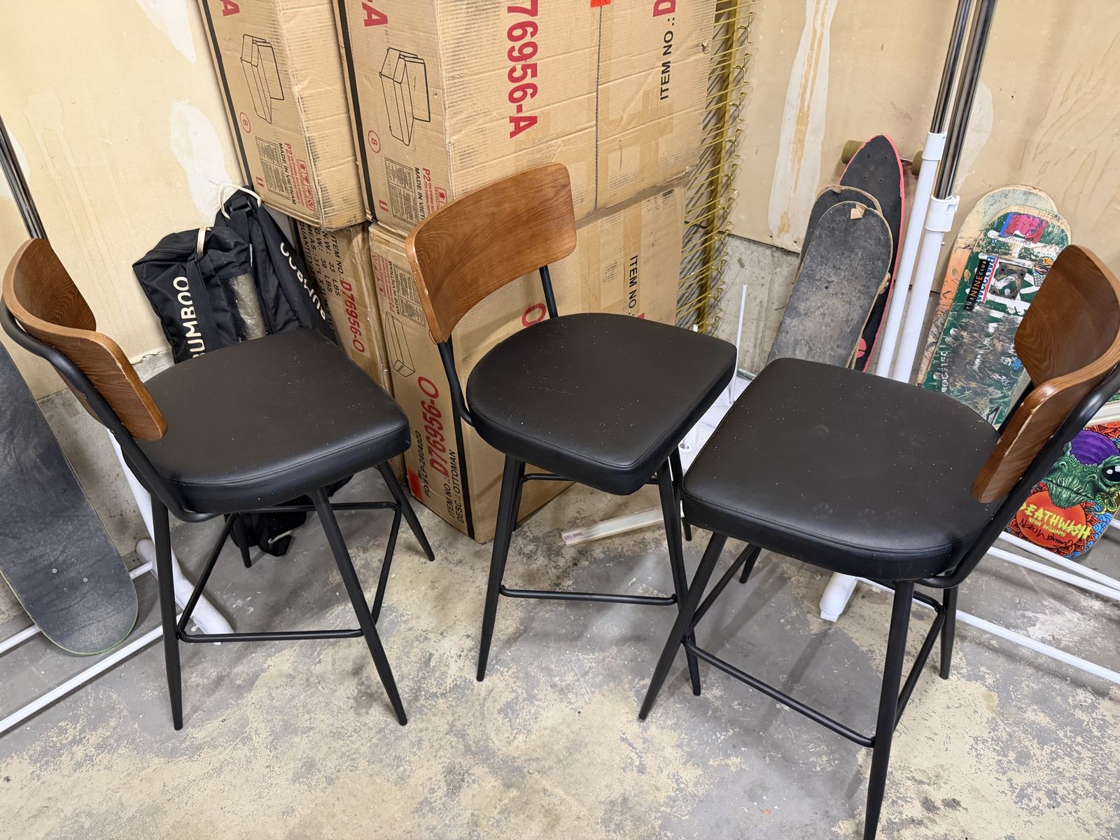 Black and brown barstools