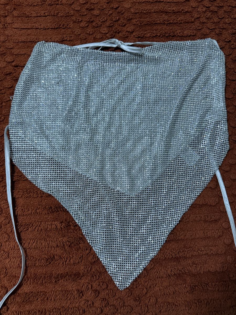 Rhinestone halter Top Silver