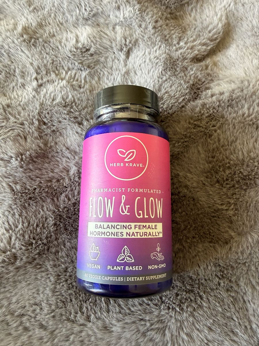 Herb Krave Flow & Glow Balancing Female Hormones, Vegan, Plant Based, Non-GMO, 60 Capsules