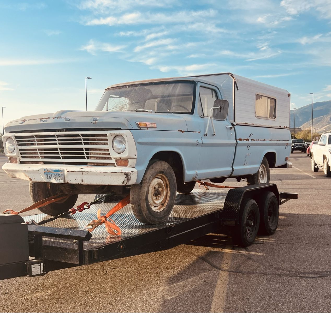 1968 Ford f100 Vintage Ford Pickup Truck- Light Blue with Camper Shell, For Parts/Restoration