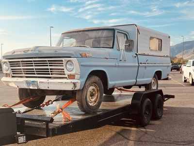 1968 Ford f100 Vintage Ford Pickup Truck- Light Blue with Camper Shell, For Parts/Restoration