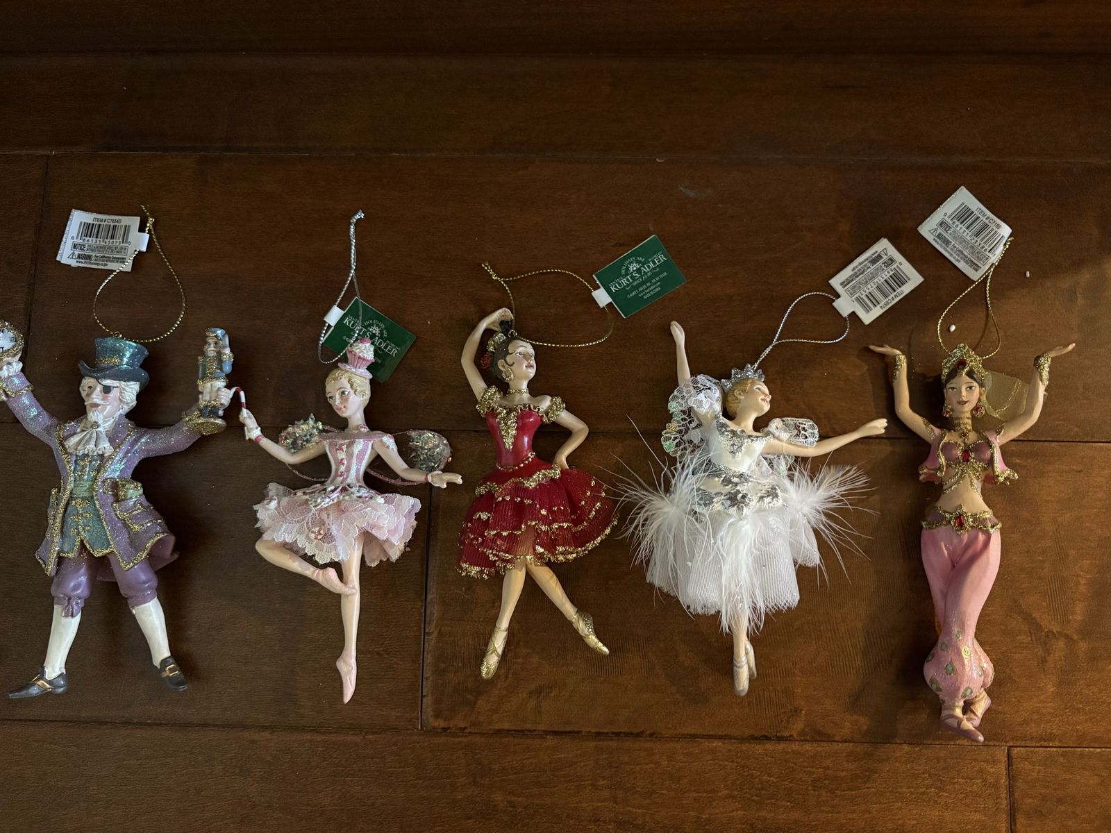 Set of 5 New Kurt S Adler Nutcracker Ornaments w/ Tags
