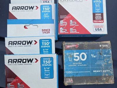 Arrow Genuine T50 Staples Multi-Pack: 3/8" (10mm), 5/16" (8mm), 9/16" (14mm) for T50 Staplers